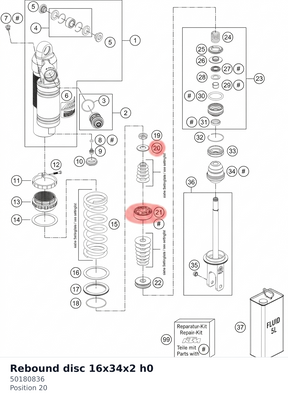 Diagram preview: Rebound disc 16x34x2 h0 (50180836)