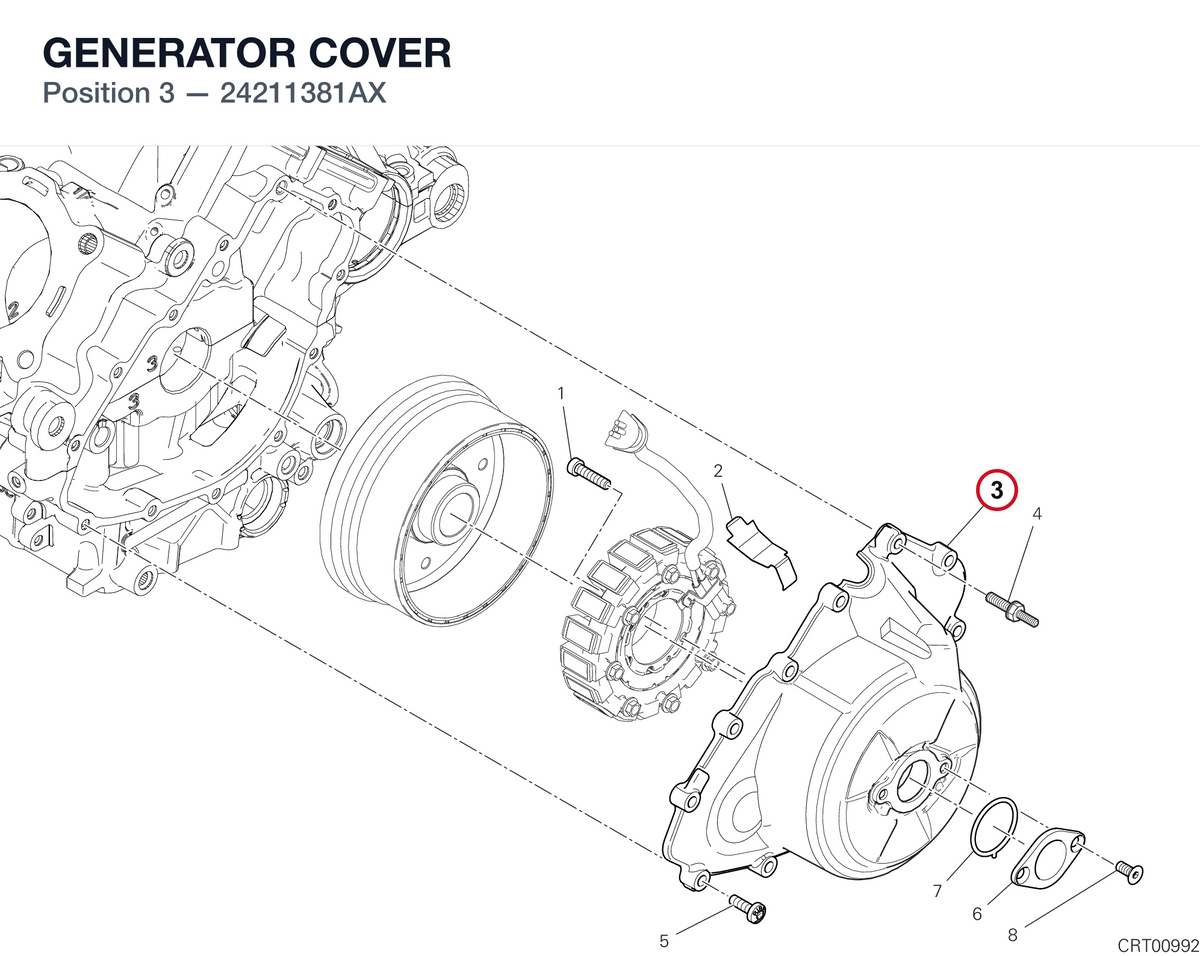 GENERATOR COVER 24211381AX diagram position