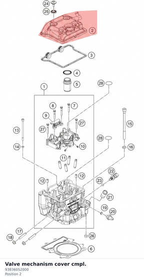 Diagram preview: Valve mechanism cover cmpl. (93836052000)