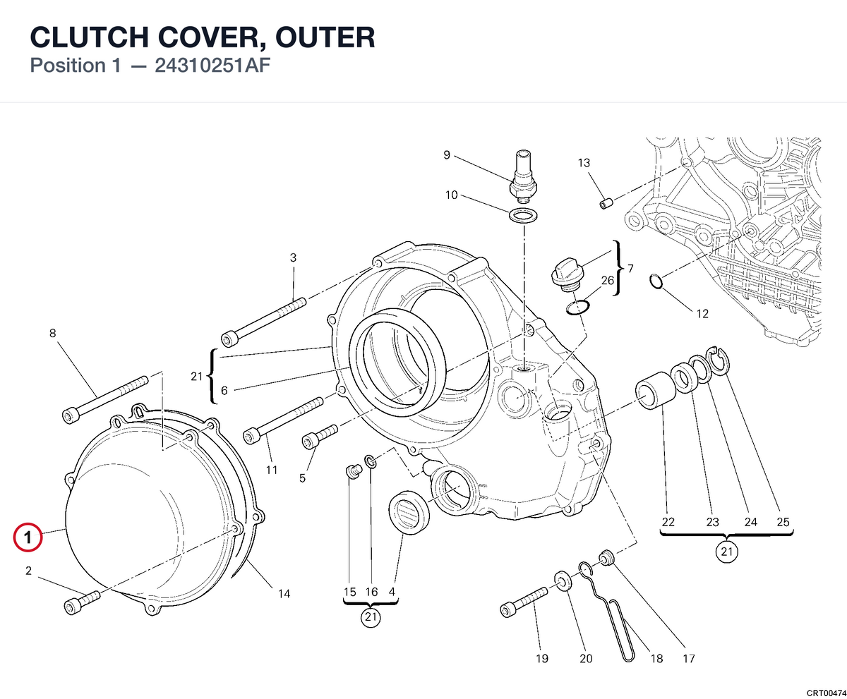 CLUTCH COVER, OUTER 24310251AF diagram position