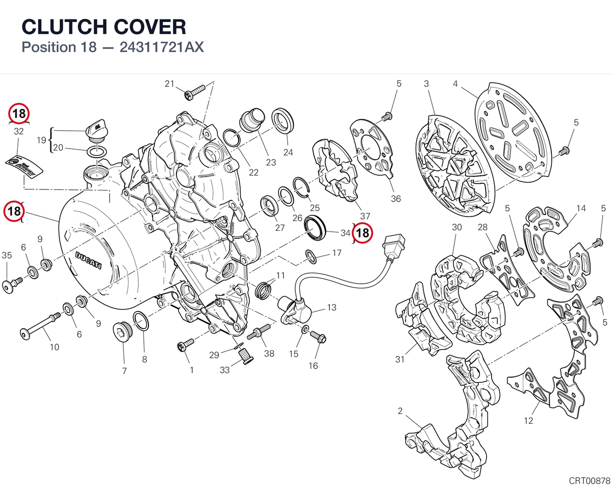 CLUTCH COVER 24311721AX diagram position