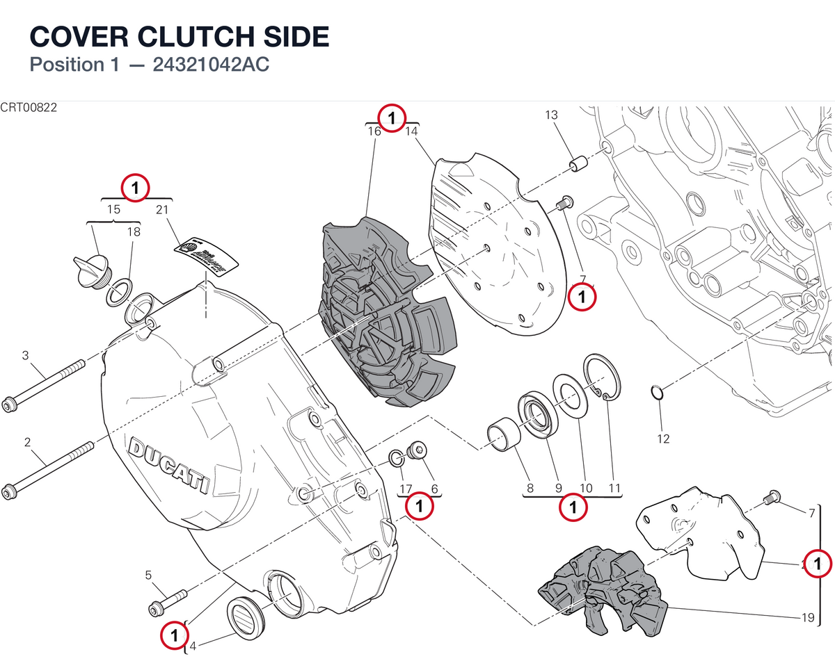 COVER CLUTCH SIDE 24321042AC diagram position