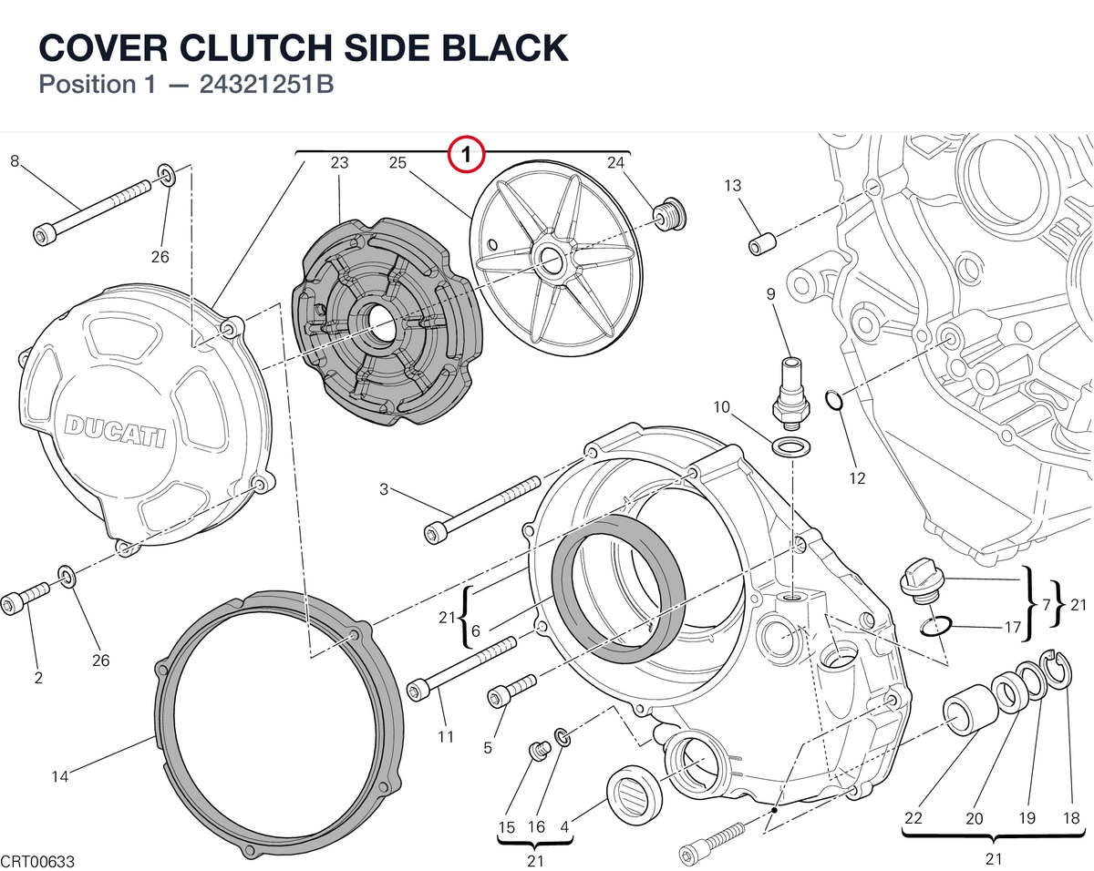 COVER CLUTCH SIDE BLACK 24321251B diagram position