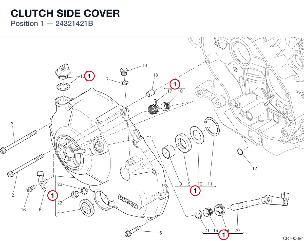 CLUTCH SIDE COVER 24321421B diagram position