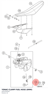 Diagram preview: YDNAC-CLAMP FUEL HOSE (8MM) (45031005000)