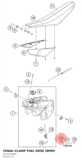 Diagram preview: YDNAC-CLAMP FUEL HOSE (8MM) (45031005000)