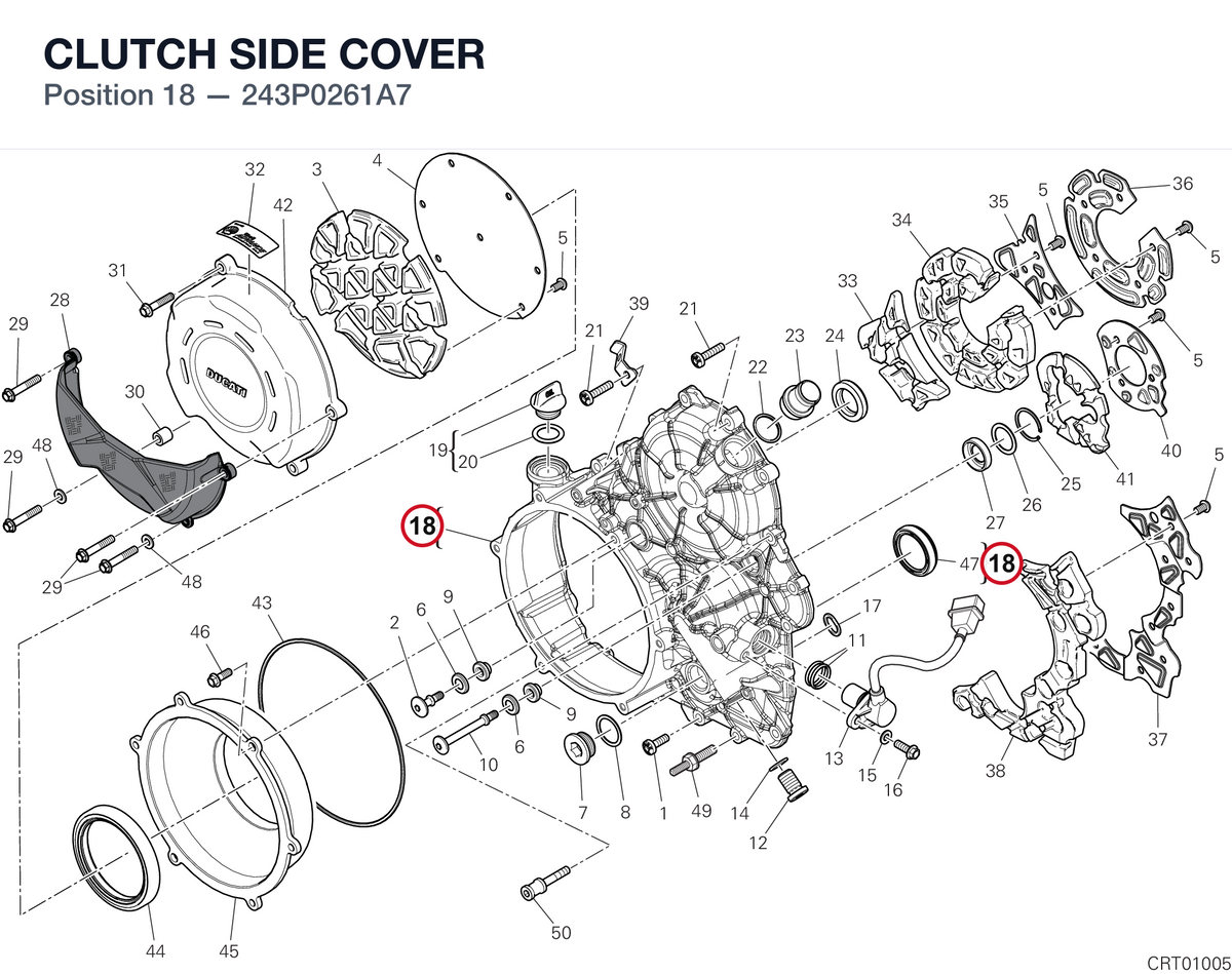 CLUTCH SIDE COVER 243P0261A7 diagram position