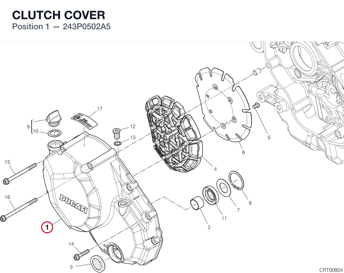 CLUTCH COVER 243P0502A5 diagram position