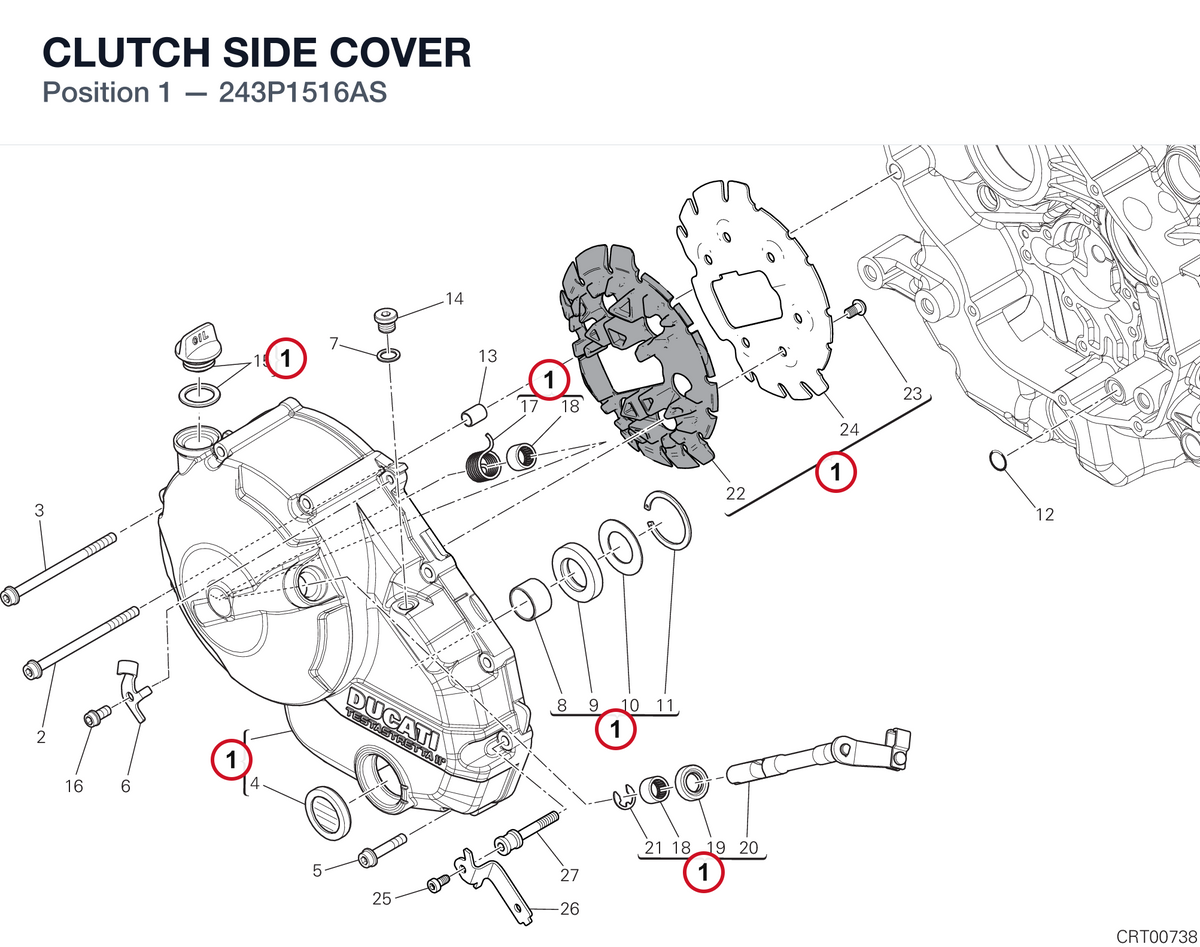 CLUTCH SIDE COVER 243P1516AS diagram position
