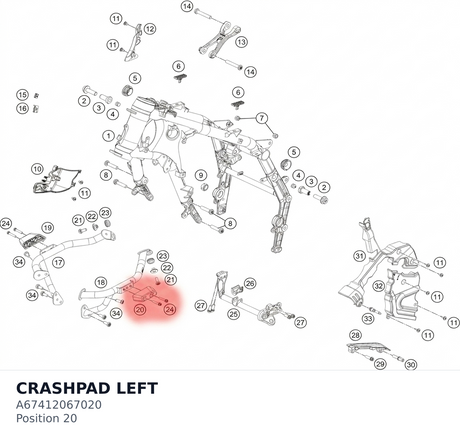 Diagram preview: CRASHPAD LEFT (A67412067020)