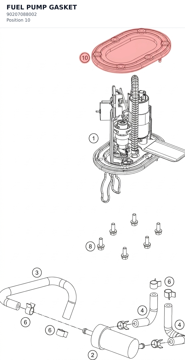 Diagram preview: FUEL PUMP GASKET (90207088002)