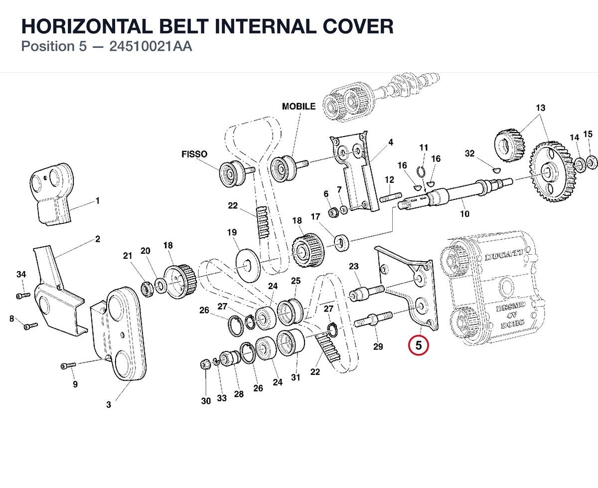 HORIZONTAL BELT INTERNAL COVER 24510021AA diagram position