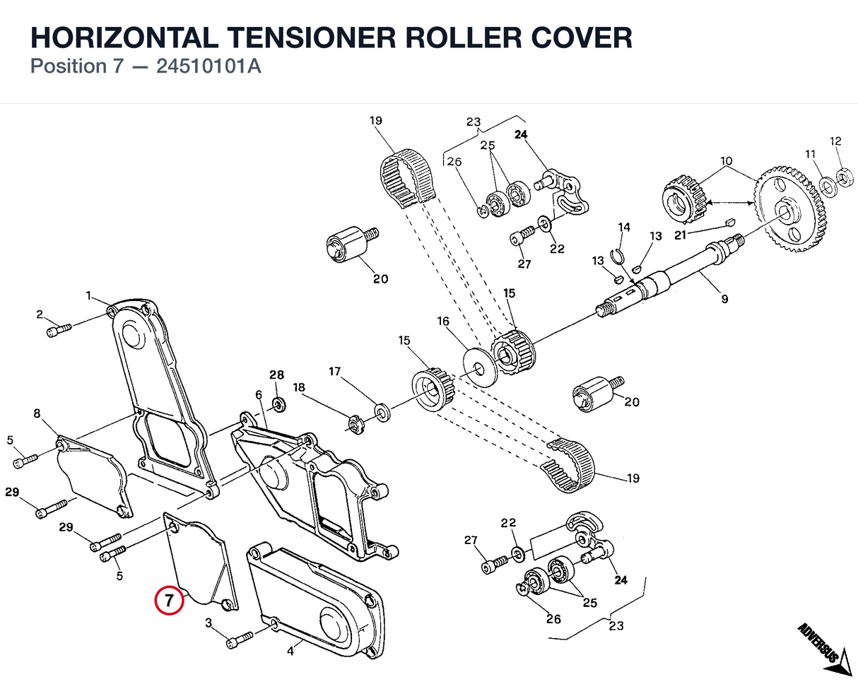 HORIZONTAL TENSIONER ROLLER COVER