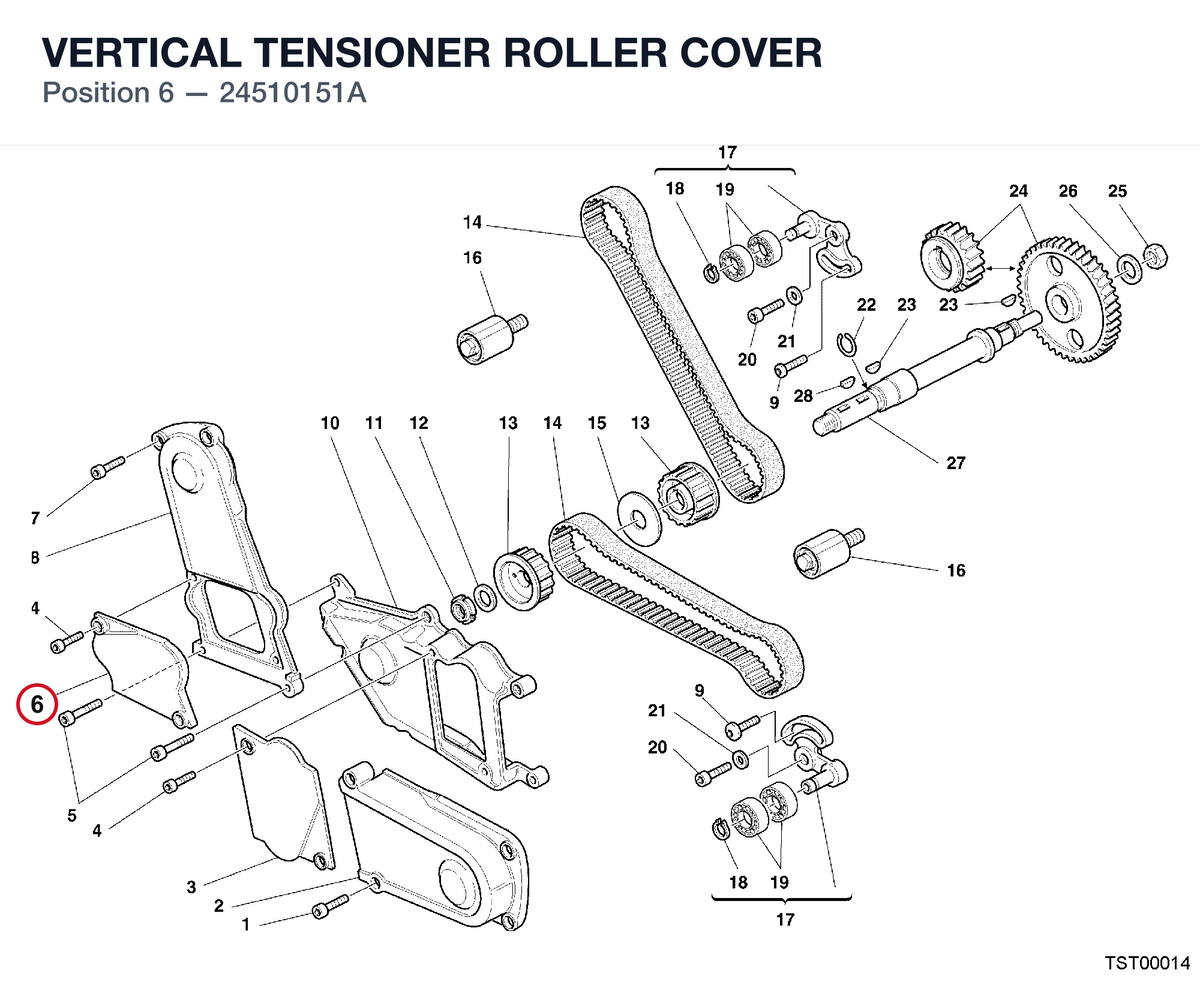 VERTICAL TENSIONER ROLLER COVER 24510151A diagram position