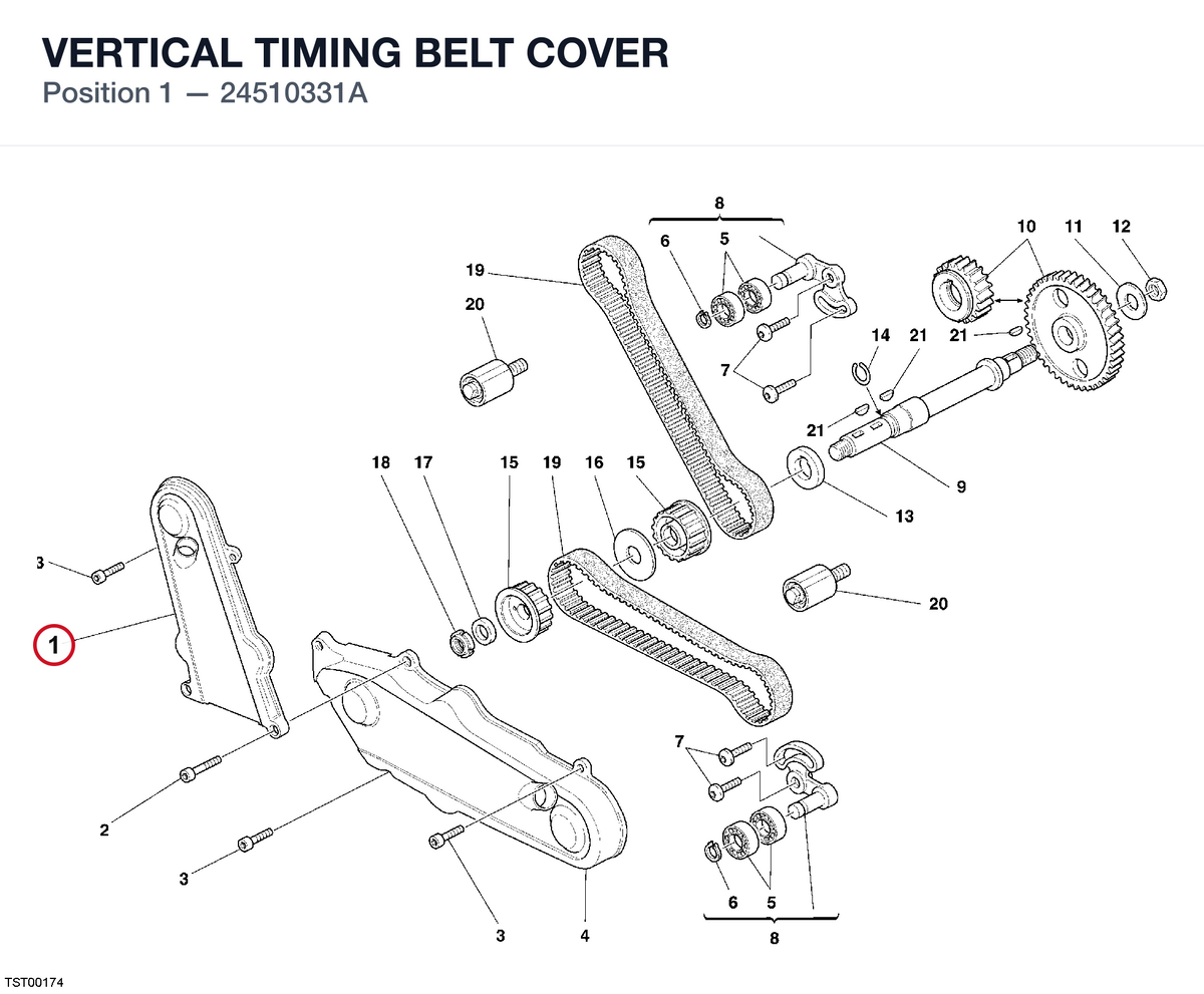 VERTICAL TIMING BELT COVER 24510331A diagram position