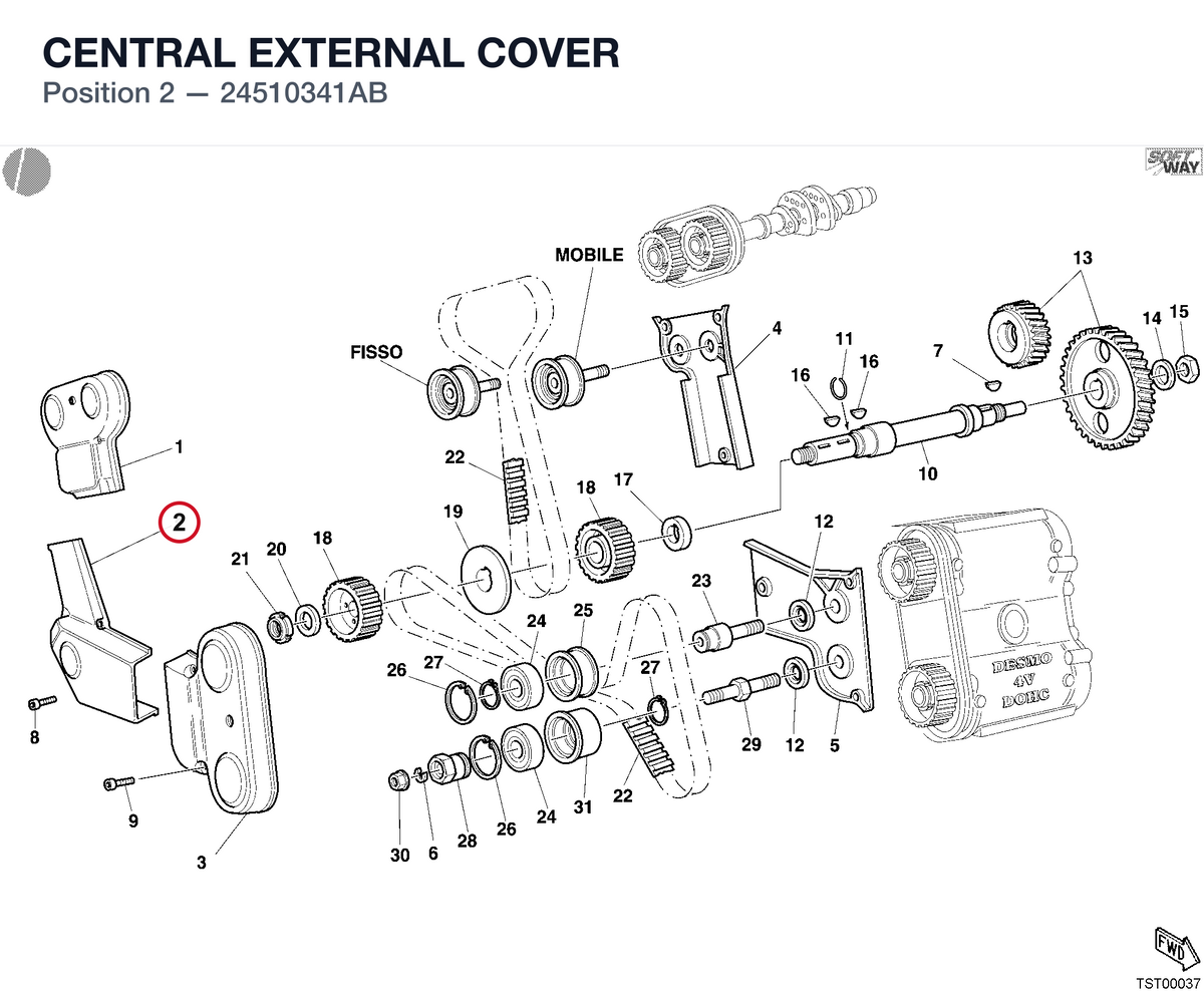 CENTRAL EXTERNAL COVER 24510341AB diagram position