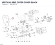 VERTICAL BELT OUTER COVER BLACK 24510611A diagram position