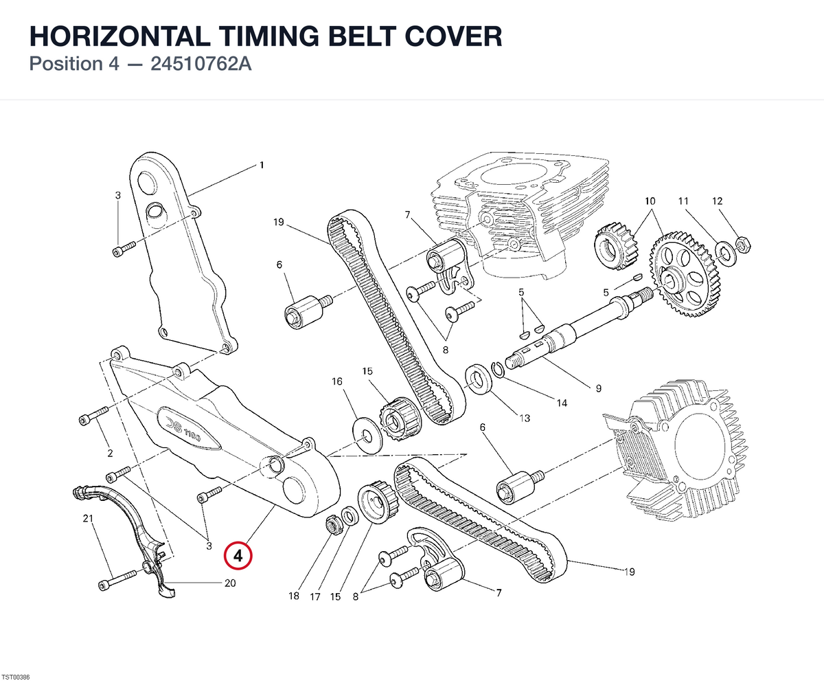 HORIZONTAL TIMING BELT COVER 24510762A diagram position