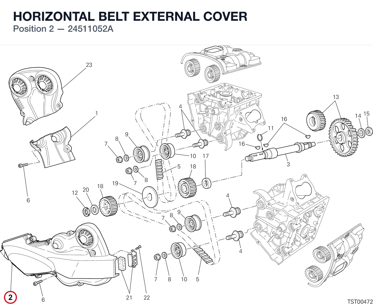 HORIZONTAL BELT EXTERNAL COVER 24511052A diagram position