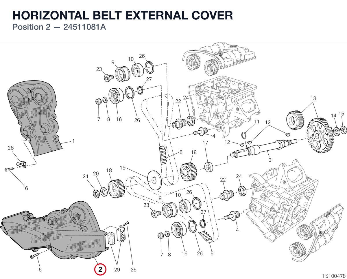 HORIZONTAL BELT EXTERNAL COVER 24511081A diagram position