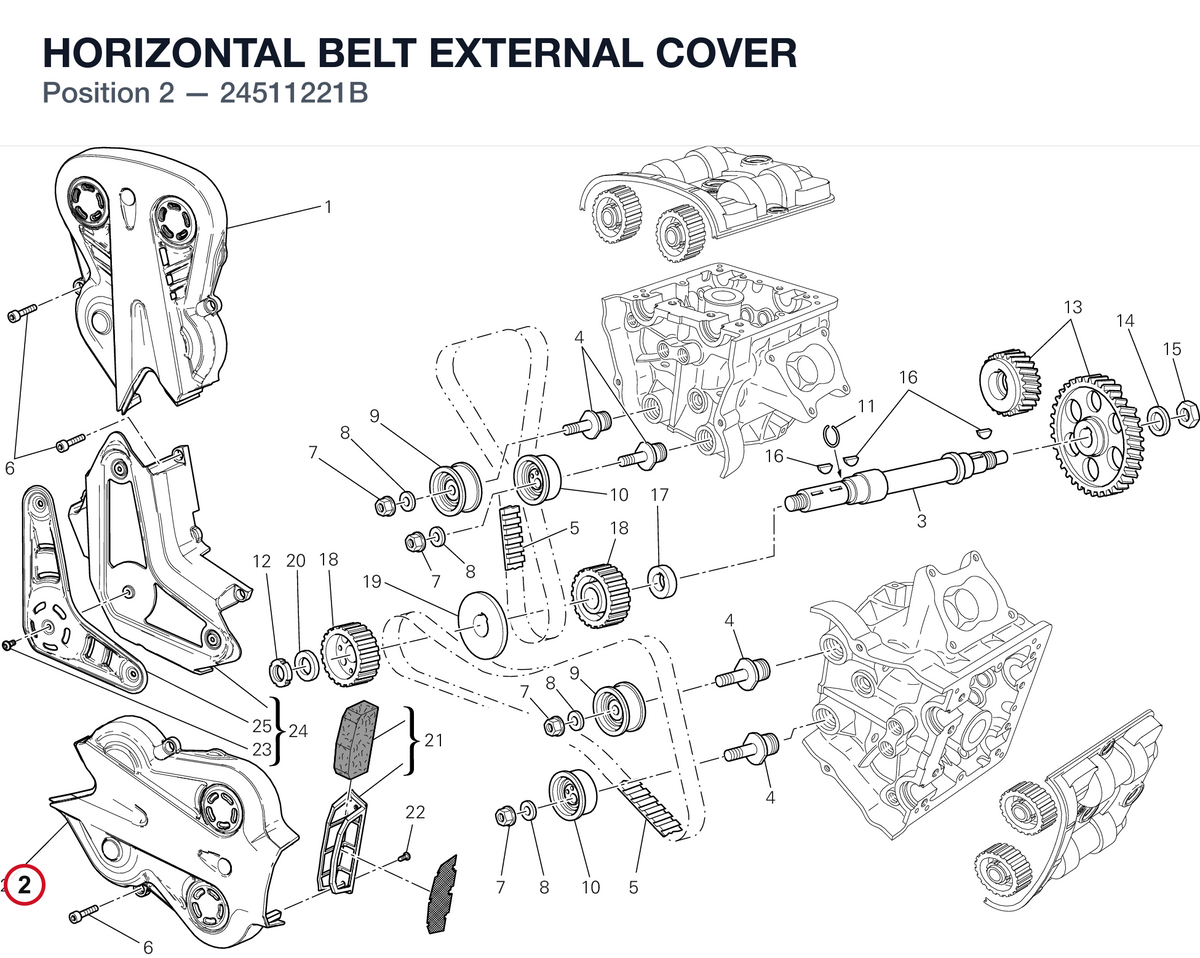 HORIZONTAL BELT EXTERNAL COVER 24511221B diagram position
