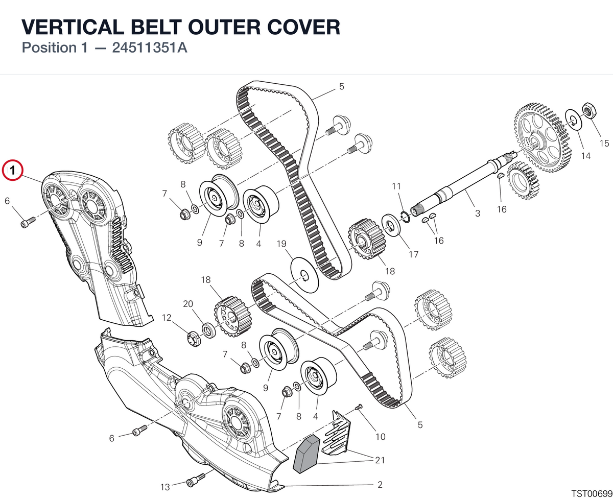 VERTICAL BELT OUTER COVER 24511351A diagram position
