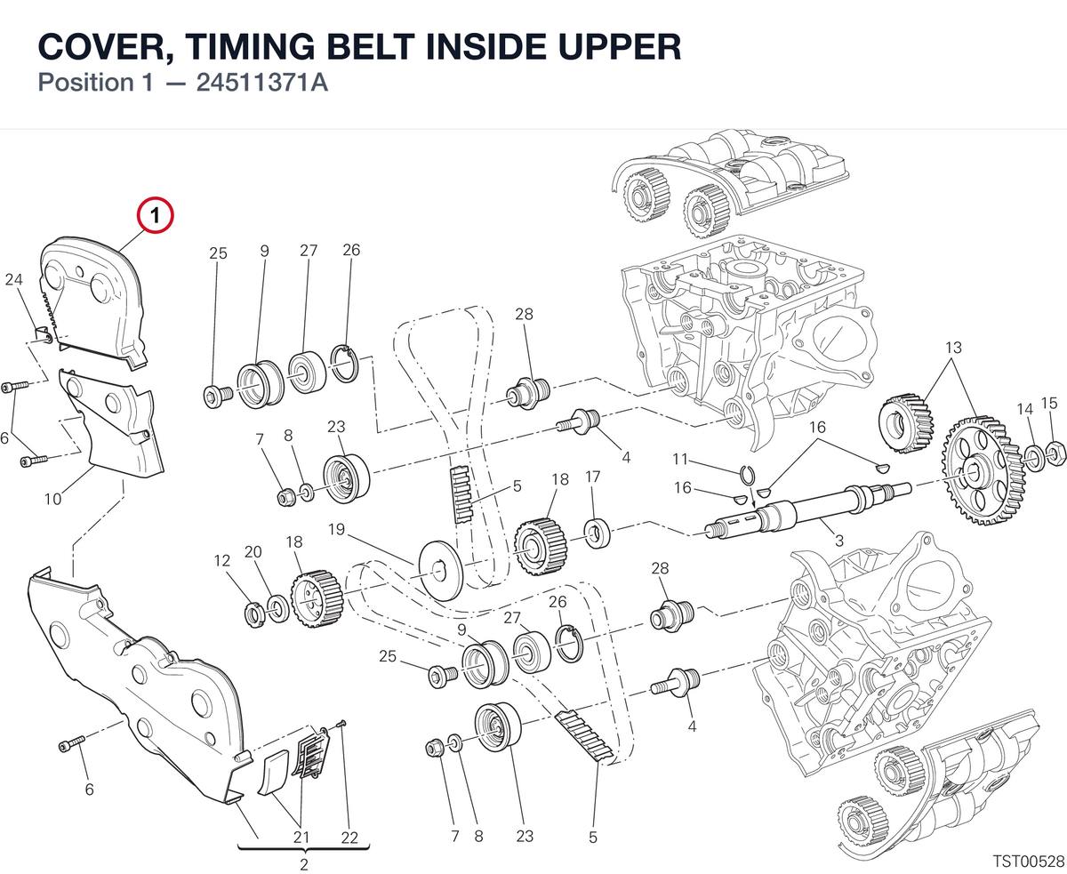 COVER, TIMING BELT INSIDE UPPER 24511371A diagram position