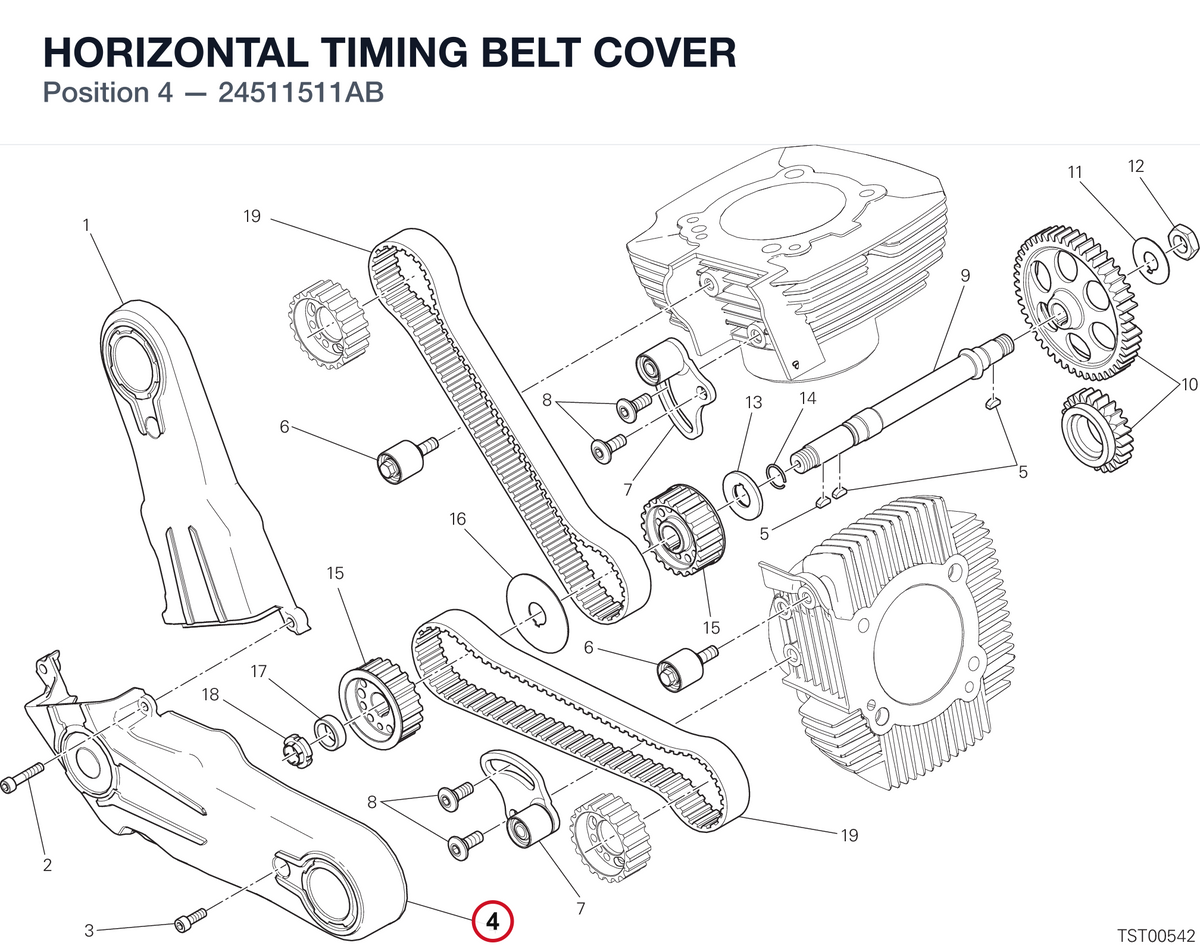 HORIZONTAL TIMING BELT COVER 24511511AB diagram position