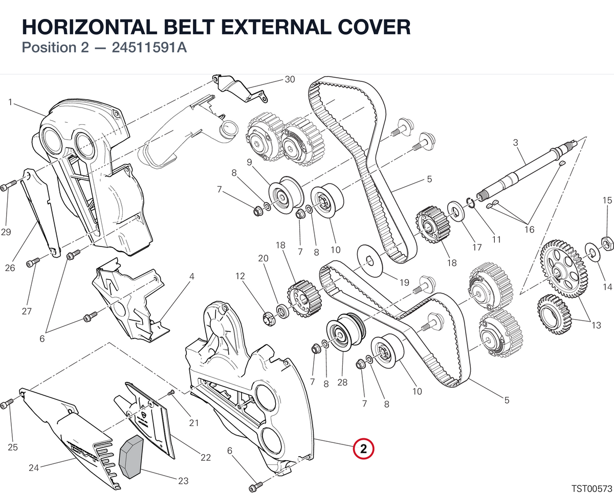 HORIZONTAL BELT EXTERNAL COVER 24511591A diagram position