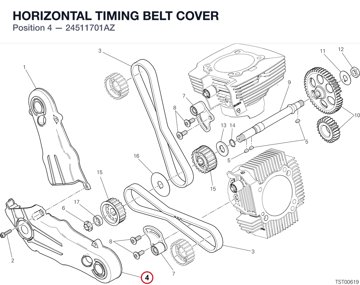 HORIZONTAL TIMING BELT COVER 24511701AZ diagram position