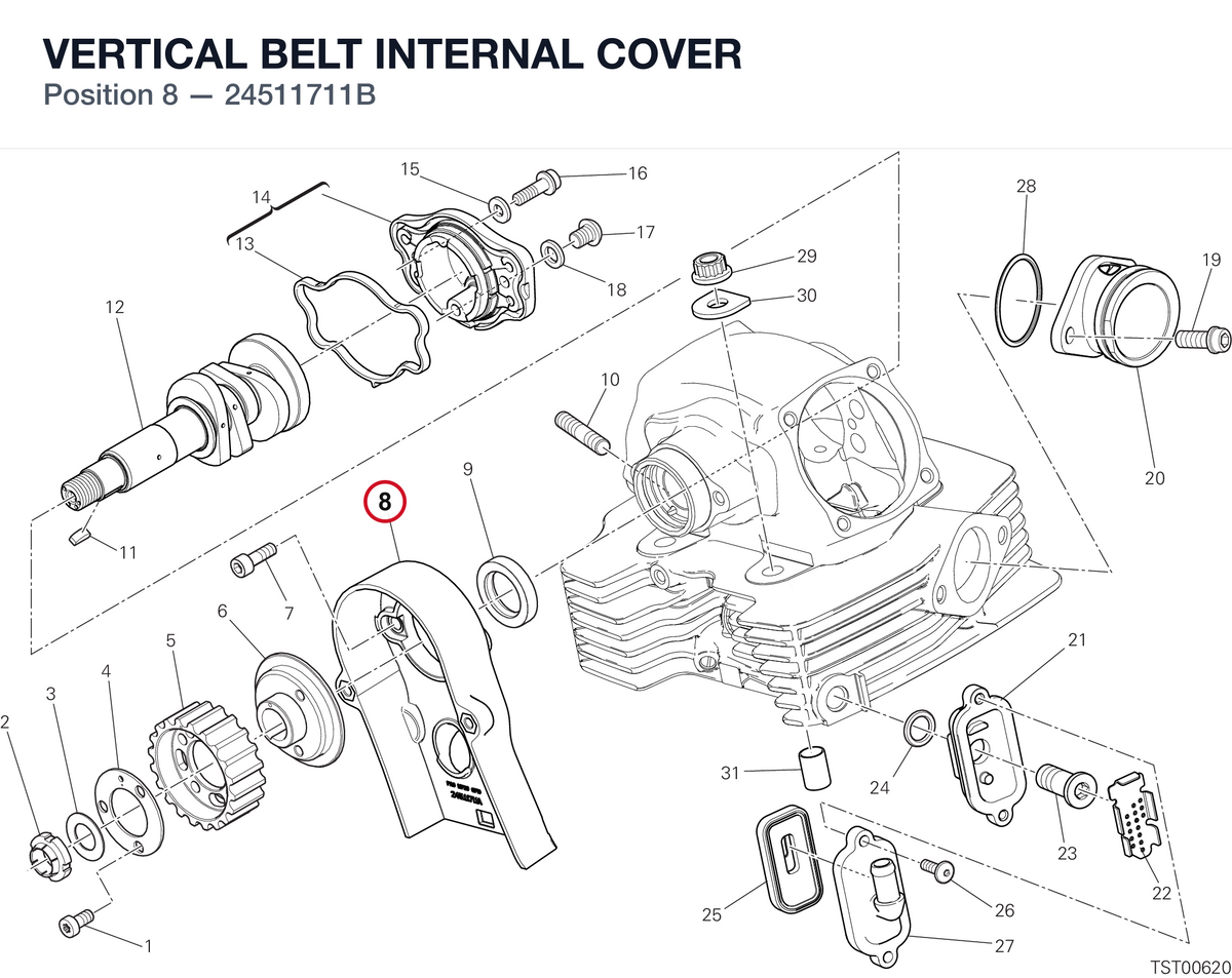 VERTICAL BELT INTERNAL COVER 24511711B diagram position