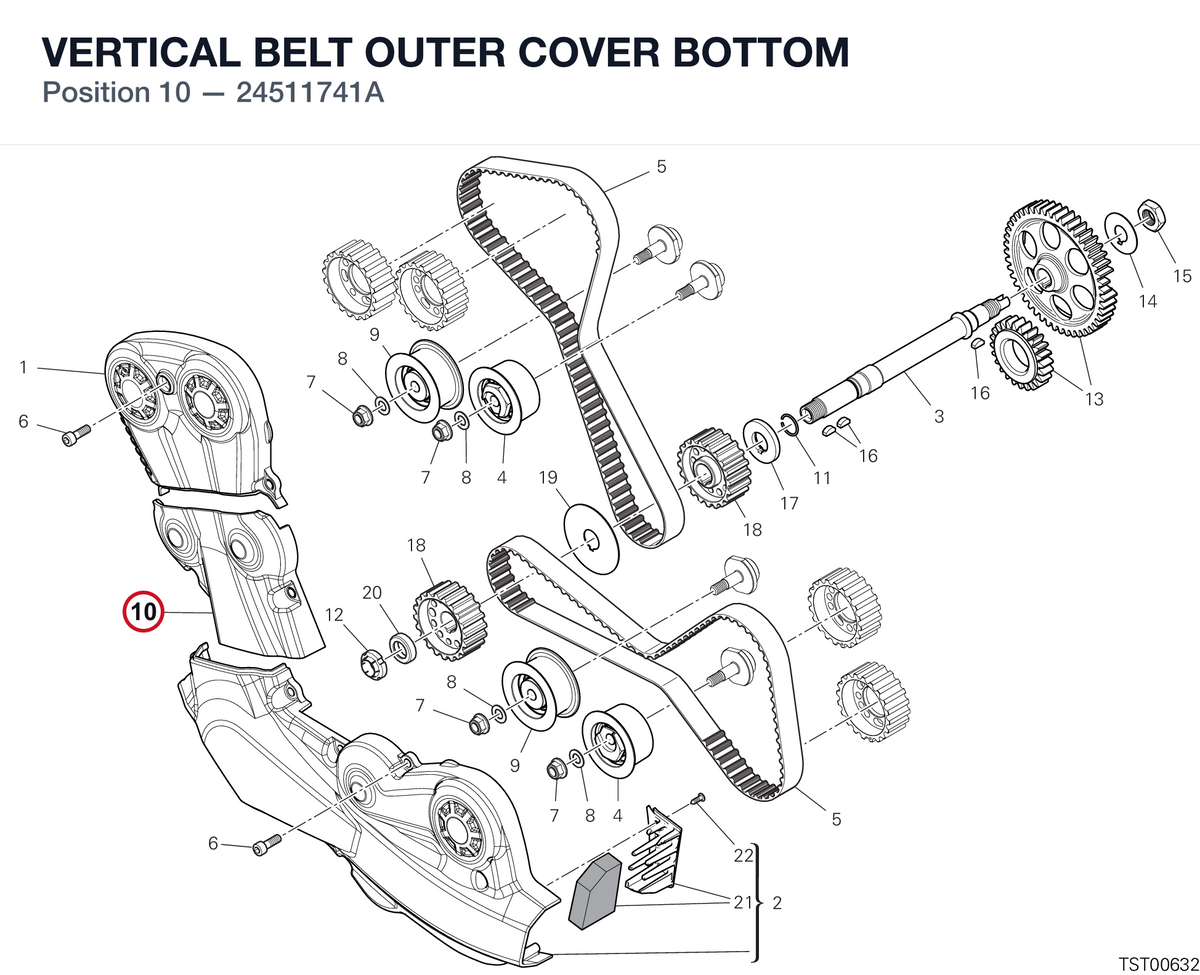 VERTICAL BELT OUTER COVER BOTTOM 24511741A diagram position