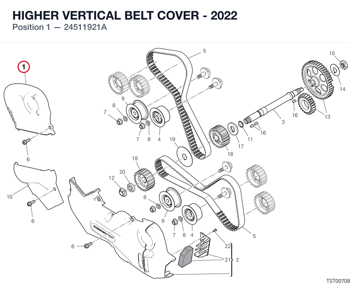 HIGHER VERTICAL BELT COVER - 2022 24511921A diagram position