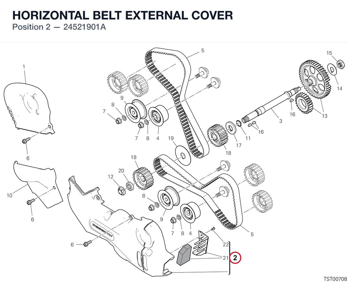 HORIZONTAL BELT EXTERNAL COVER 24521901A diagram position