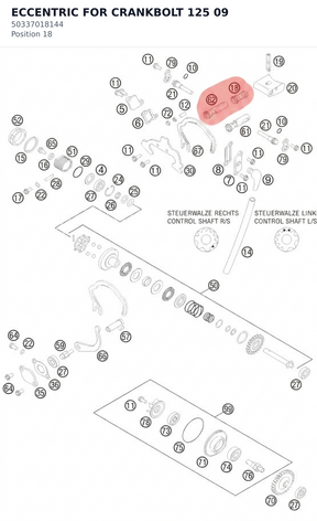 Diagram preview: ECCENTRIC FOR CRANKBOLT 125 09 (50337018144)