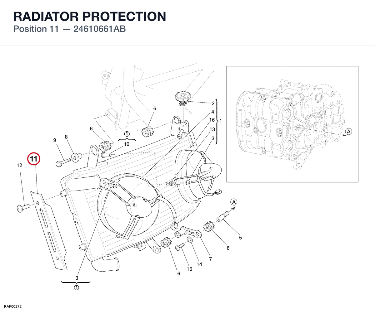 RADIATOR PROTECTION 24610661AB diagram position