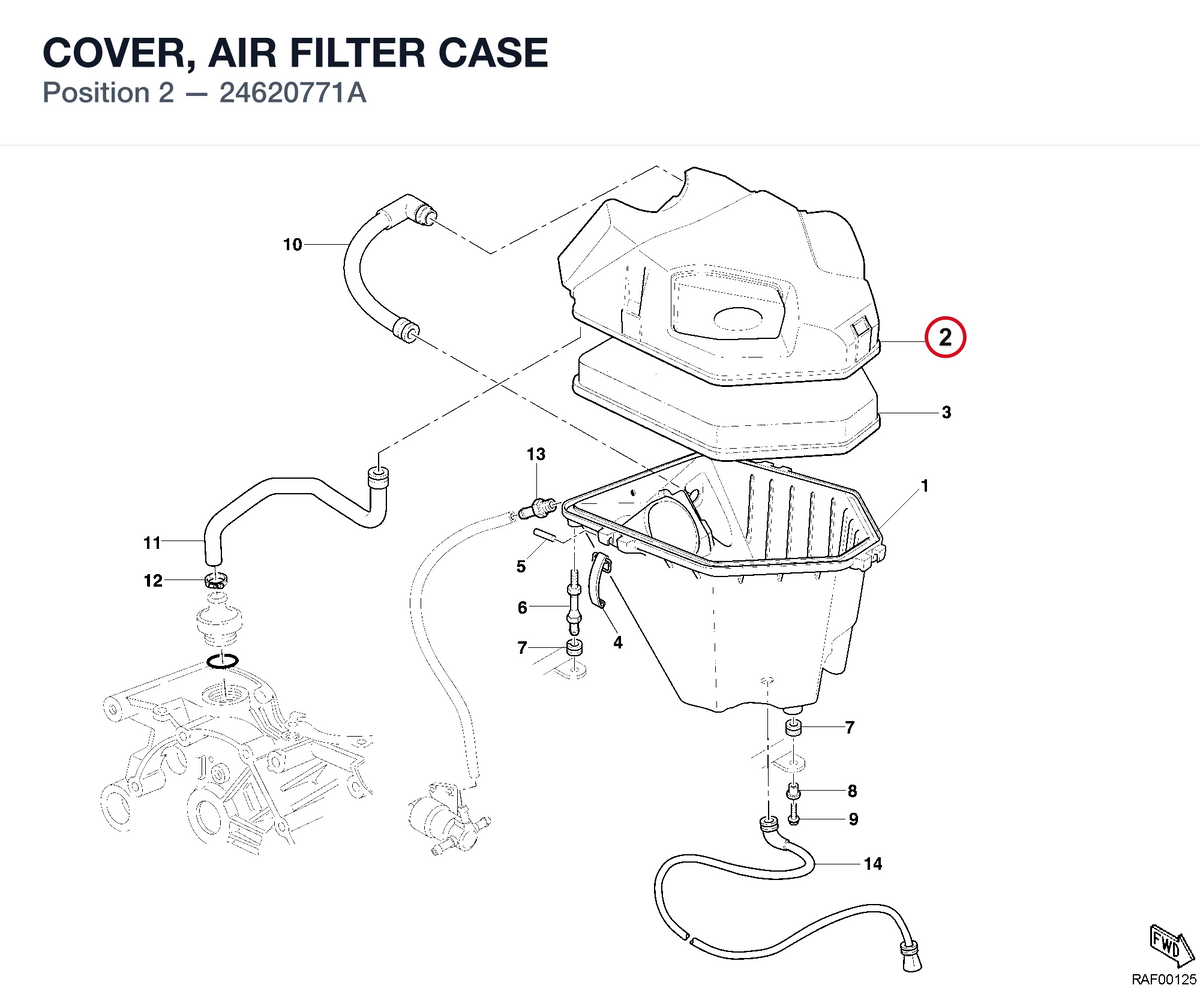 COVER, AIR FILTER CASE 24620771A diagram position
