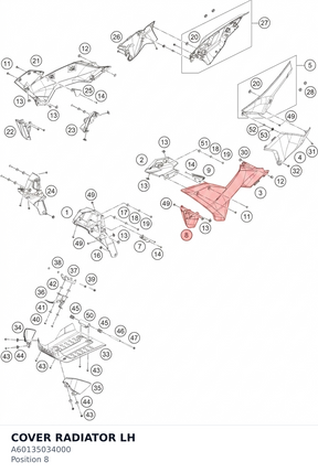 Diagram preview: COVER RADIATOR LH (A60135034000)
