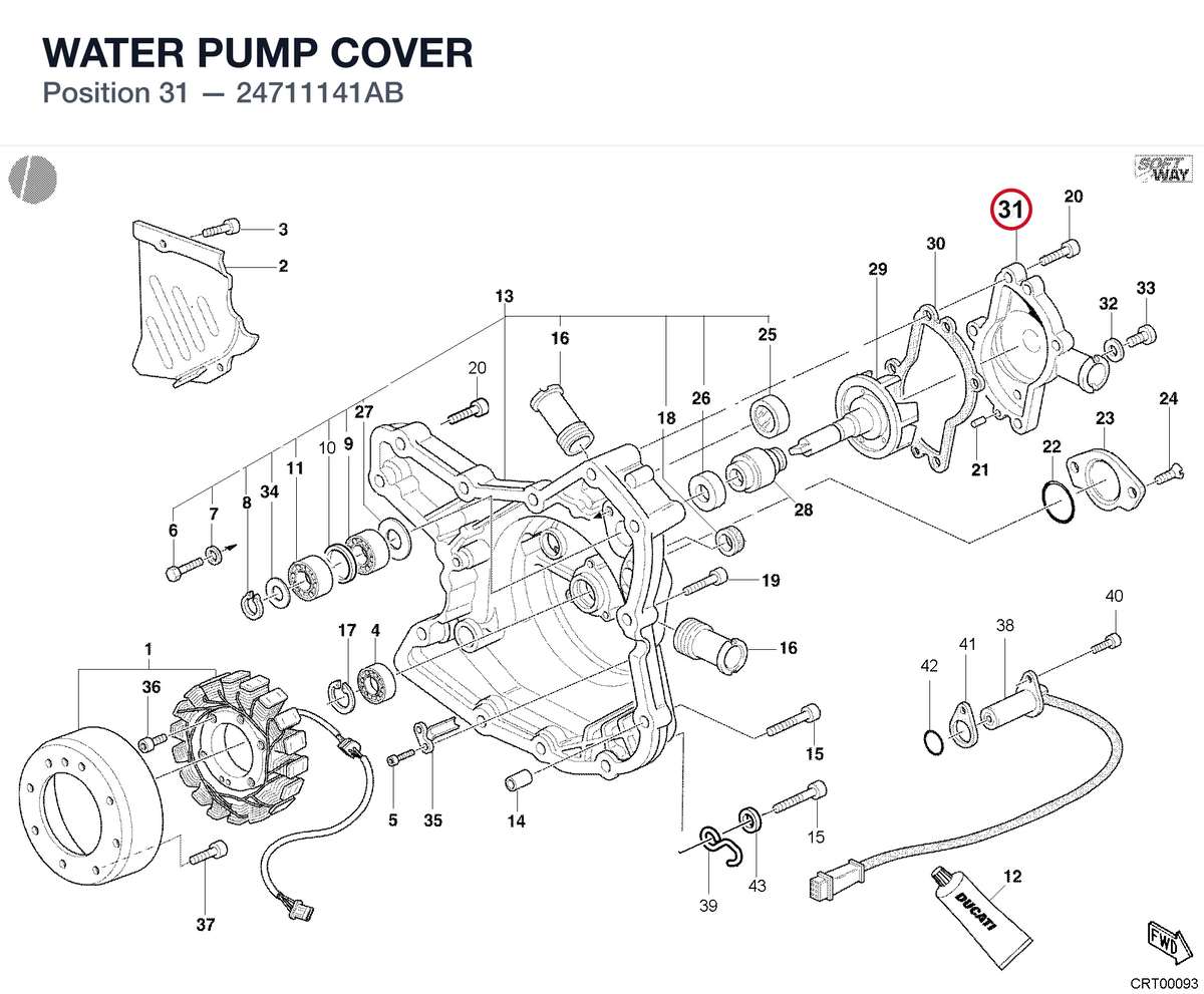 WATER PUMP COVER 24711141AB diagram position