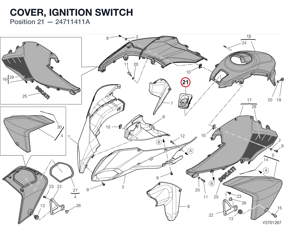 COVER, IGNITION SWITCH 24711411A diagram position