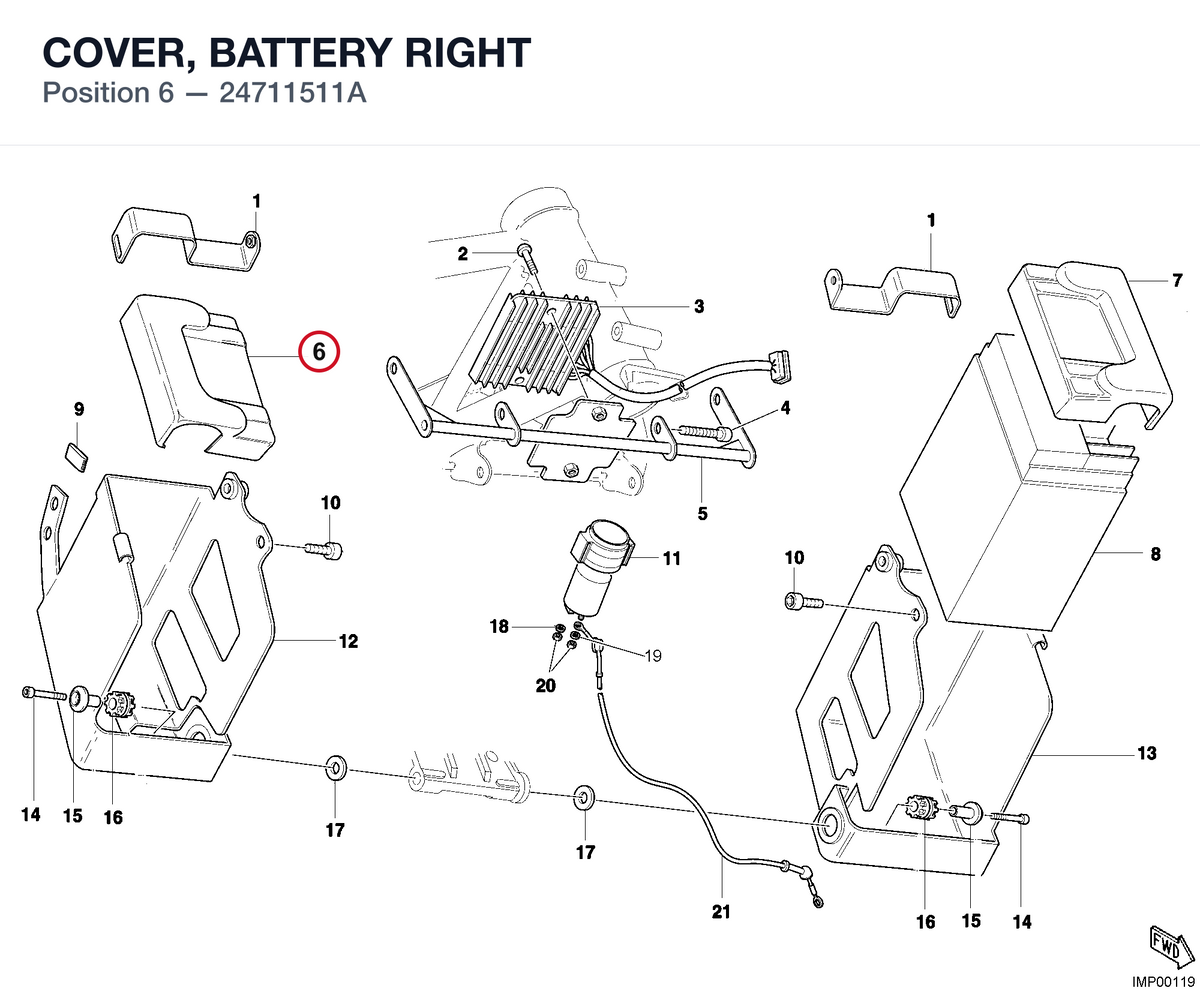 COVER, BATTERY RIGHT 24711511A diagram position