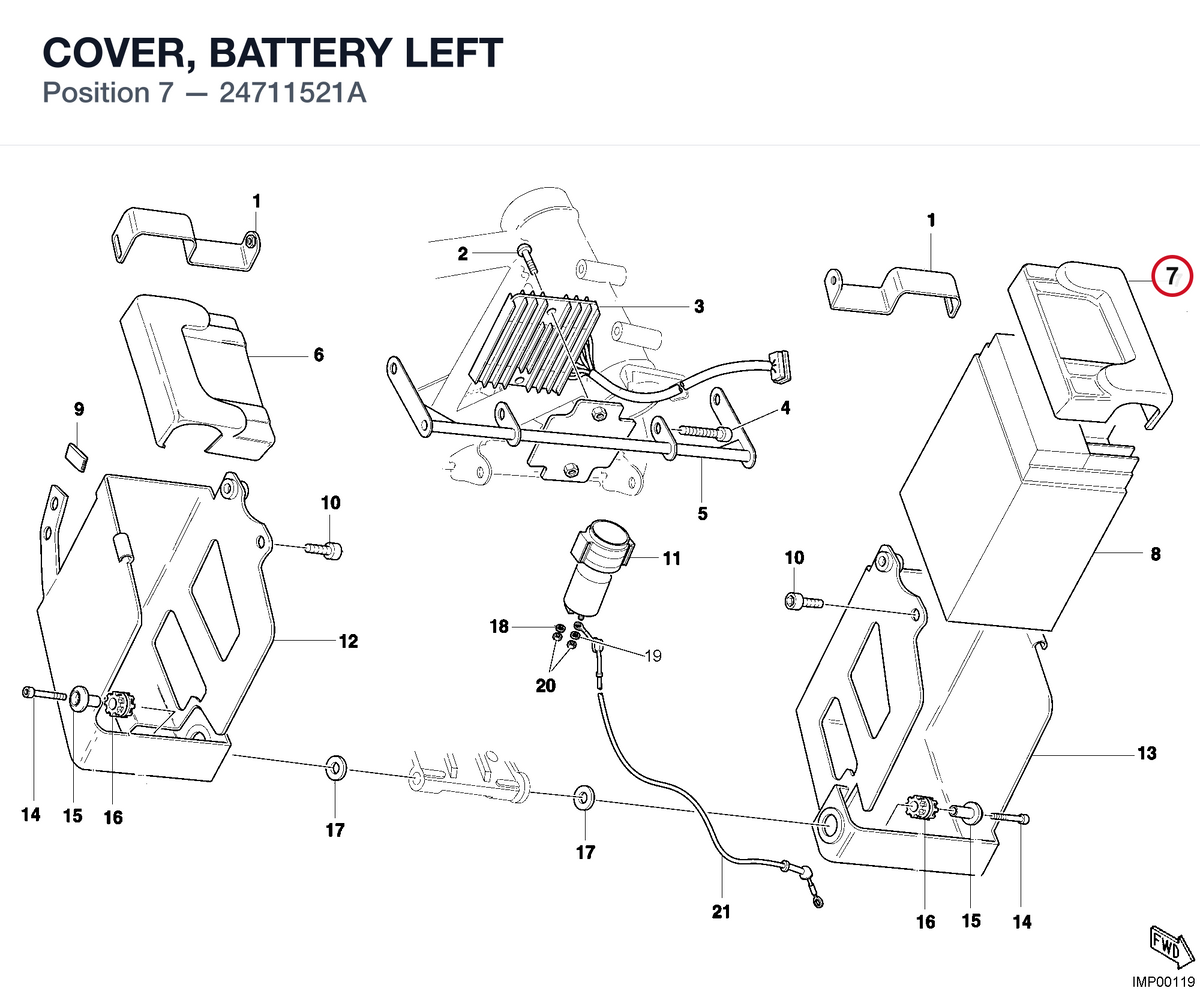 COVER, BATTERY LEFT 24711521A diagram position
