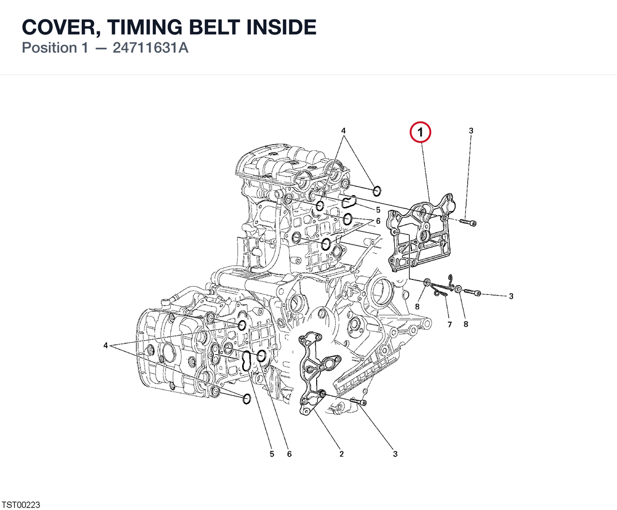 COVER, TIMING BELT INSIDE 24711631A diagram position