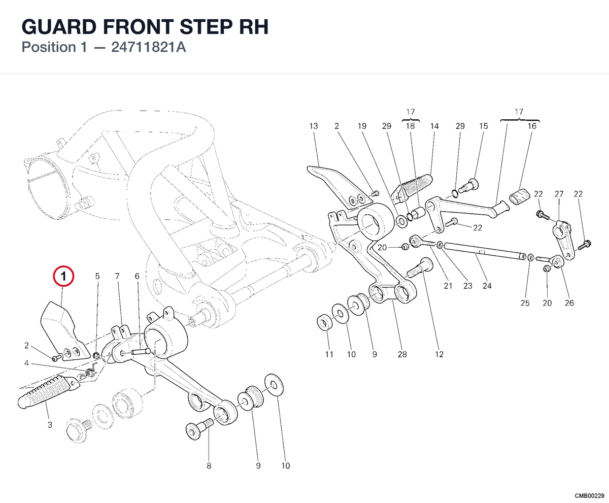 GUARD FRONT STEP RH 24711821A diagram position