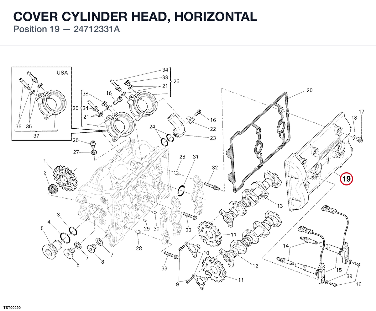 COVER CYLINDER HEAD, HORIZONTAL 24712331A diagram position