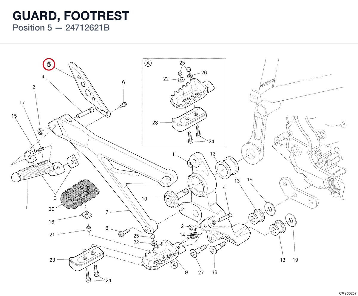 GUARD, FOOTREST 24712621B diagram position