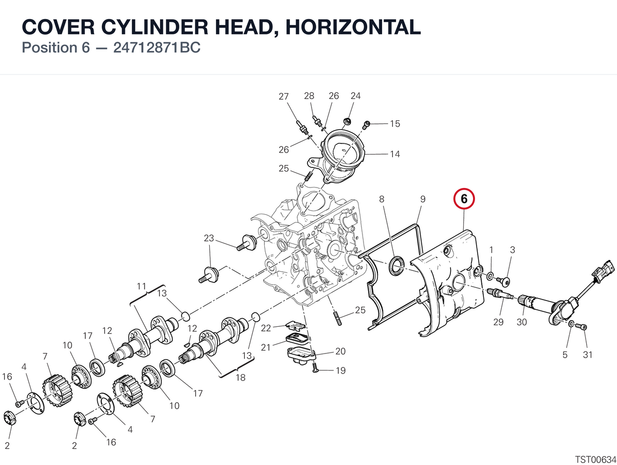 COVER CYLINDER HEAD, HORIZONTAL 24712871BC diagram position