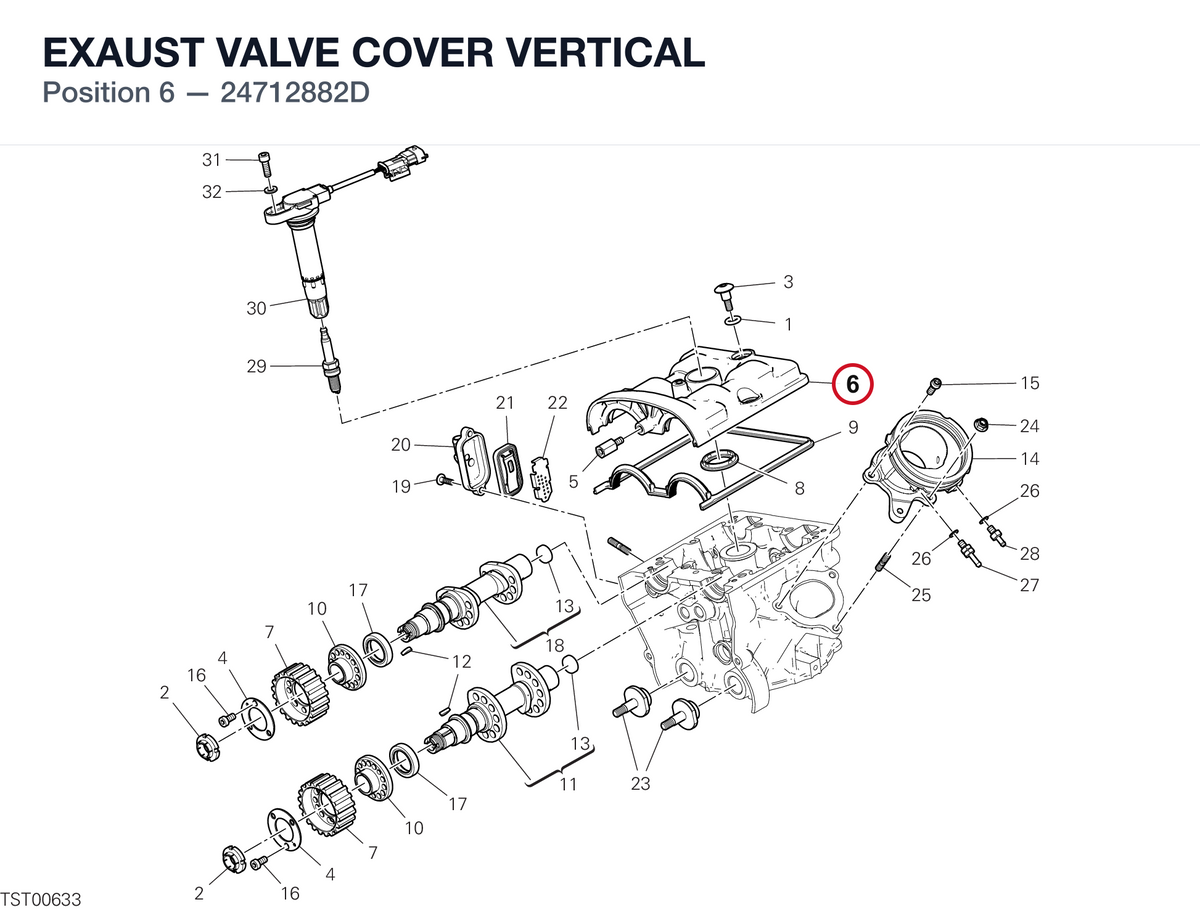 EXAUST VALVE COVER VERTICAL 24712882D diagram position