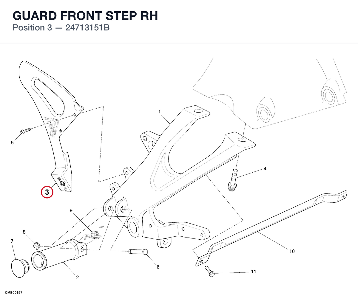 GUARD FRONT STEP RH 24713151B diagram position