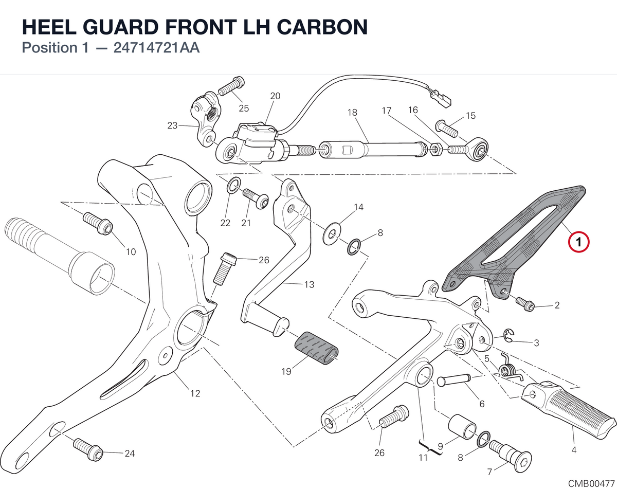 HEEL GUARD FRONT LH CARBON 24714721AA diagram position